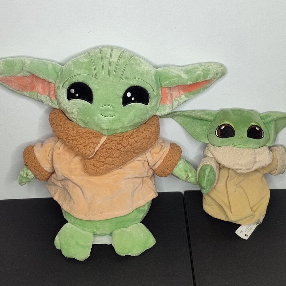 Star Wars The Mandalorian Baby Yoda Lot of 2 Plush Toys 16" & 9" In Hover Pram